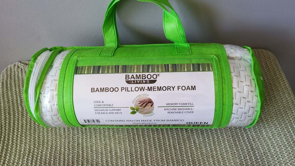 Bamboo Living Queen Size Memory Foam Bamboo Pillow with Removable Cover